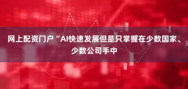 网上配资门户“AI快速发展但是只掌握在少数国家、少数公司手中